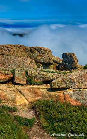 View on Top of Cadillac Mountain, Acadia National Park, Mount Desert Island, Maine